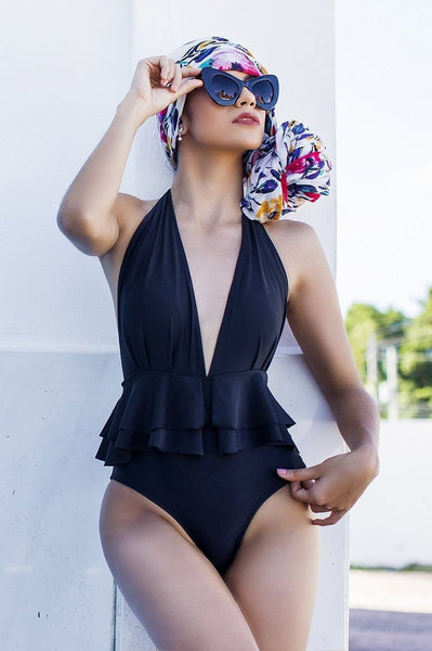 Halter peplum monokini